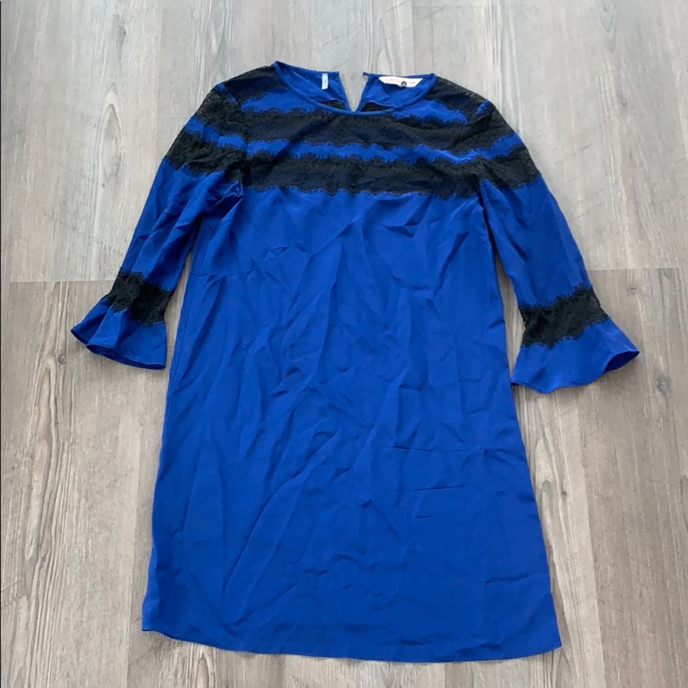 rebecca taylor silk blue/black mini dress, SZ 2